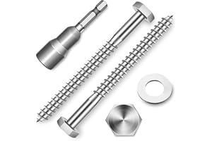 (20-Set) 1/4 x 3 Lag Screws for Wood, Stainless Steel Heavy Duty Hex Head Lag Bolts, ASME B18.2.1 Commercial/Industrial Grade Mounting Screws Bolts Kit by Marysino