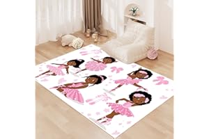 FJKJHKGJ Black Magic Girl And Boys Rug for Bedroom African American Cute Ballerina Princess Carpets White Sofa Floor Mat for Living Room Birthday Gift for Black Girls Bedroom Decor, 35/''x23/''(2 x 3 Feet)