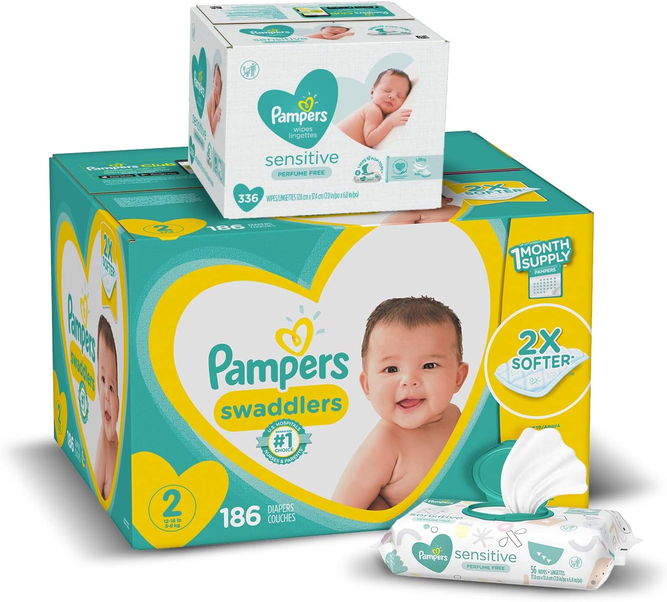 186 size 2 pampers swaddlers
