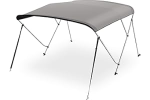 SereneLife Bimini Tops for Boats- 3 Bows Boat Canopy Marine-Grade 600D Polyester Canvas, Double-Walled Main Bow Legs for Maxi