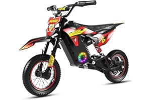 Wildeway 36V Kids Electric Motorcycle Peak 500W 12" Electric Dirt Bike for Boys Girls Age 3-12, Off-Road Bike, Mini Motorcross Bike, Up to 25KM/H, 3 Speed Modes, Red