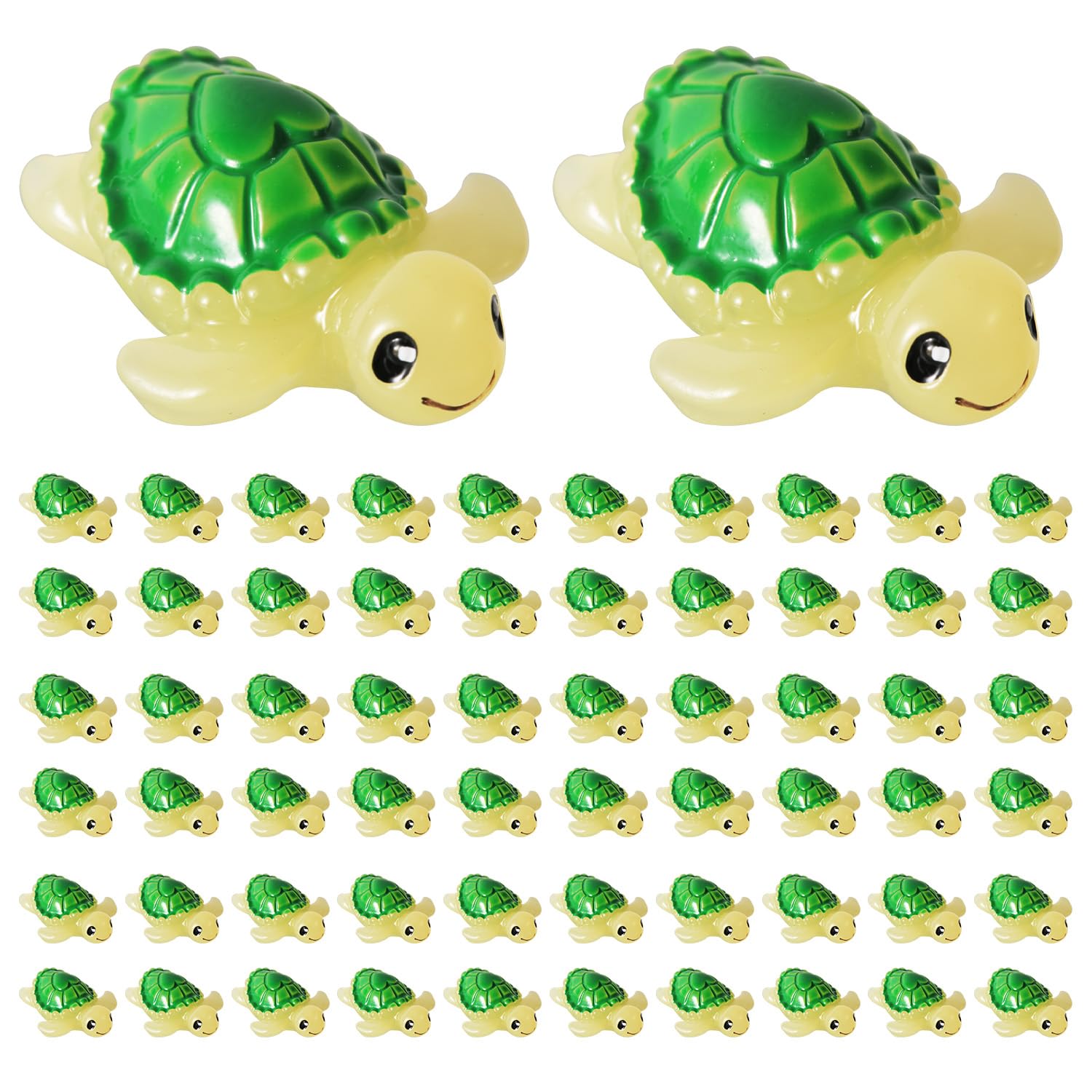 XIHIRCD 60pcs Mini Resin Turtles, Green Tiny Turtle Figurines Miniature Turtle Small Marine Animal Toys for Craft Dollhouse Landscape Prank Game Home Aquarium Garden Decoration