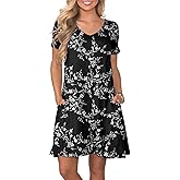 lionstill Women's Casual T Shirt Dress Summer Short Sleeve Swing Dresses with Pockets