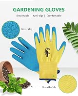 Donfri 3 Pairs Kids Gardening Gloves Size 6 Age 9-12 Natural Latex Waterproof view 2