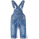 KIDSCOOL SPACE Little Girl Boy Jean Overalls,Toddler Ripped Denim Overall Pants