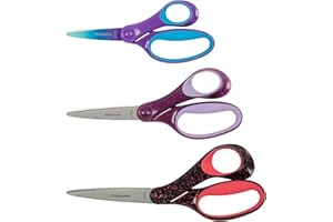 Fiskars Softgrip Scissors, Various Age Stages (3-Pack) for Ages 8+ to 15+, For School or Crafting, Back to School Supplies