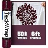 TECKWRAP Heat Transfer Vinyl for T-Shirts, 50+ Washes, 12" x6FT Maroon | Upgraded PU HTV Iron On Vinyl, REACH Certified &amp; Dryer Safe, Stretch &amp; Strong Adhesive, Easy Weed Grid Backing for DIY Craft