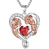 JKK Valentines Day Gifts for Her - S925 Sterling Silver 12 Month Birthstone Necklaces Mothers Day Birthday Christmas Gifts for Women Wife Mom