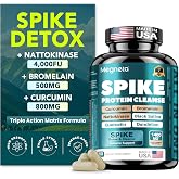 Nattokinase Supplement 4,000 FU, Bromelain &amp; Turmeric, 60 Capsules | 7-in-1 Spike Detox &amp; Cleanse for Cardiovascular &amp; Circulatory Support, Bromelain 500mg, Turmeric 800mg