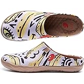 UIN Slipper Woman Travel Art Painted Shoes Wide Toe Casual Home Slip On Mules Malaga