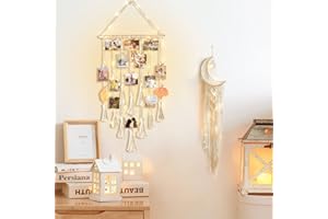 Homecor Gifts for Teenage Girls, Hanging Photo Display & Moon Dream Catchers, Christmas Teen Girls Gifts Ideas Ages 10 11 12 13 14 Years Old, Macrame Wall Decor Boho Bedroom Dorm Aesthetic Room Decor