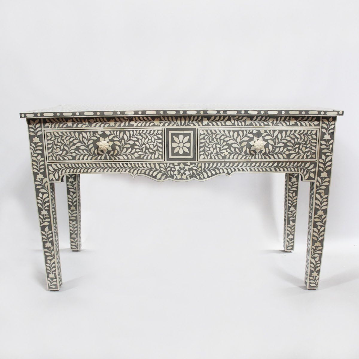 Bone Inlay Writing Table in Gray