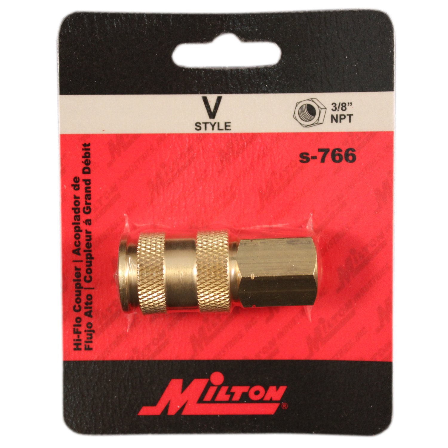 Milton Industries (S-766) 3/8" FNPT Female V-Style High-Flow Coupler - Air Tool Fittings - 