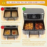 BYKITCHEN 300pcs Air Fryer Liners for Dual Basket 21-27cm 450F view 7