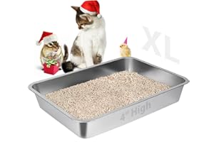 LIHONG Stainless Steel Cat Litter Box,Large Metal Litter Box for Small Cats Hamster Rabbits,No Smell,Non Stick,Easy to Clean(24" Lx16 Wx4 H,L)