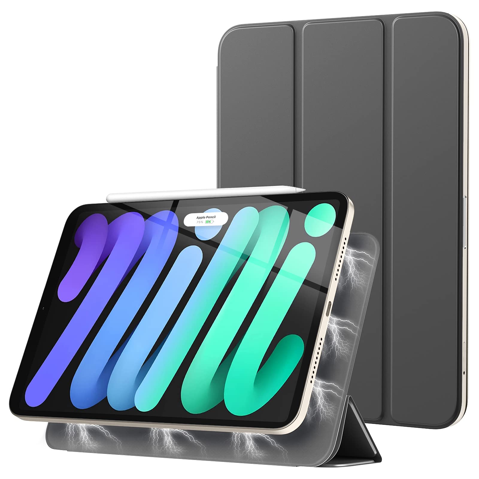 TiMOVO Case for iPad Mini 7 2024 (A17 Pro) / iPad Mini 6 2021, iPad Mini 7th/6th Generation Case 8.3 inch, Strong Magnetic Smart Folio Trifold Stand Cover, Support Apple Pencil Pro - Space Gray