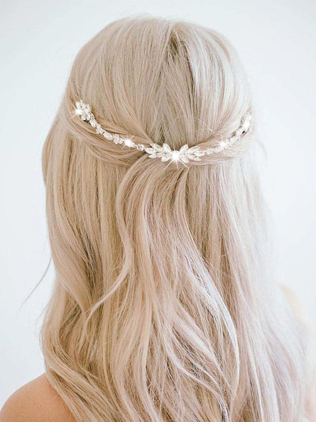 Handcess Bridal Wedding Hair Comb Silver Rhinestone Hairpiece Crystal Bridal Hair Side Combs Hair Accessories for Women and Girls