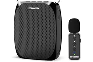 ZOWEETEK Voice Amplifier with Lavalier Wireless Microphone for Teacher Teacher Microphone with Speaker, Wireless Clip-on Micr