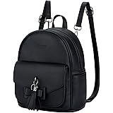 ECOSUSI Mini Backpack for Women Cute Bowknot Small Backpack Purse Girls Leather Bookbag Ladies Satchel Bags,with Charm Tassel