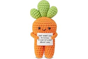 WEZADUK Funny Crochet Carrot with Positive Message, Inspirational Encouragement Gifts for Friends Coworkers Lovers, Cute Birthday Gift Ideas, Mini Handmade Emotional Support Carrot Plush Decor