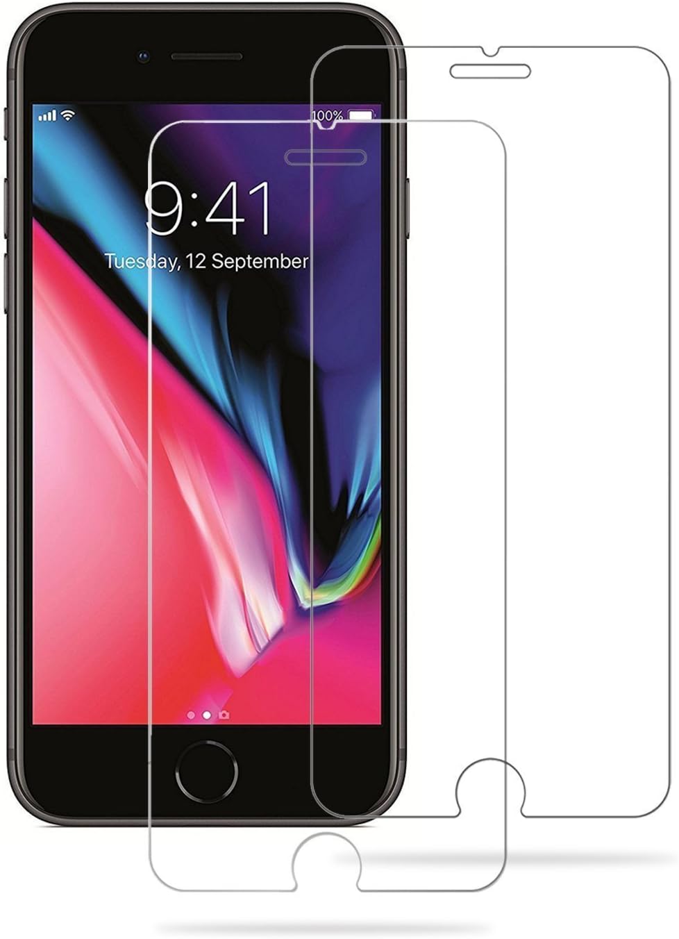 QILOABY Screen Protector for Apple iPhone 8 Plus/iPhone 7 Plus Tempered Glass Film, 2-Pack