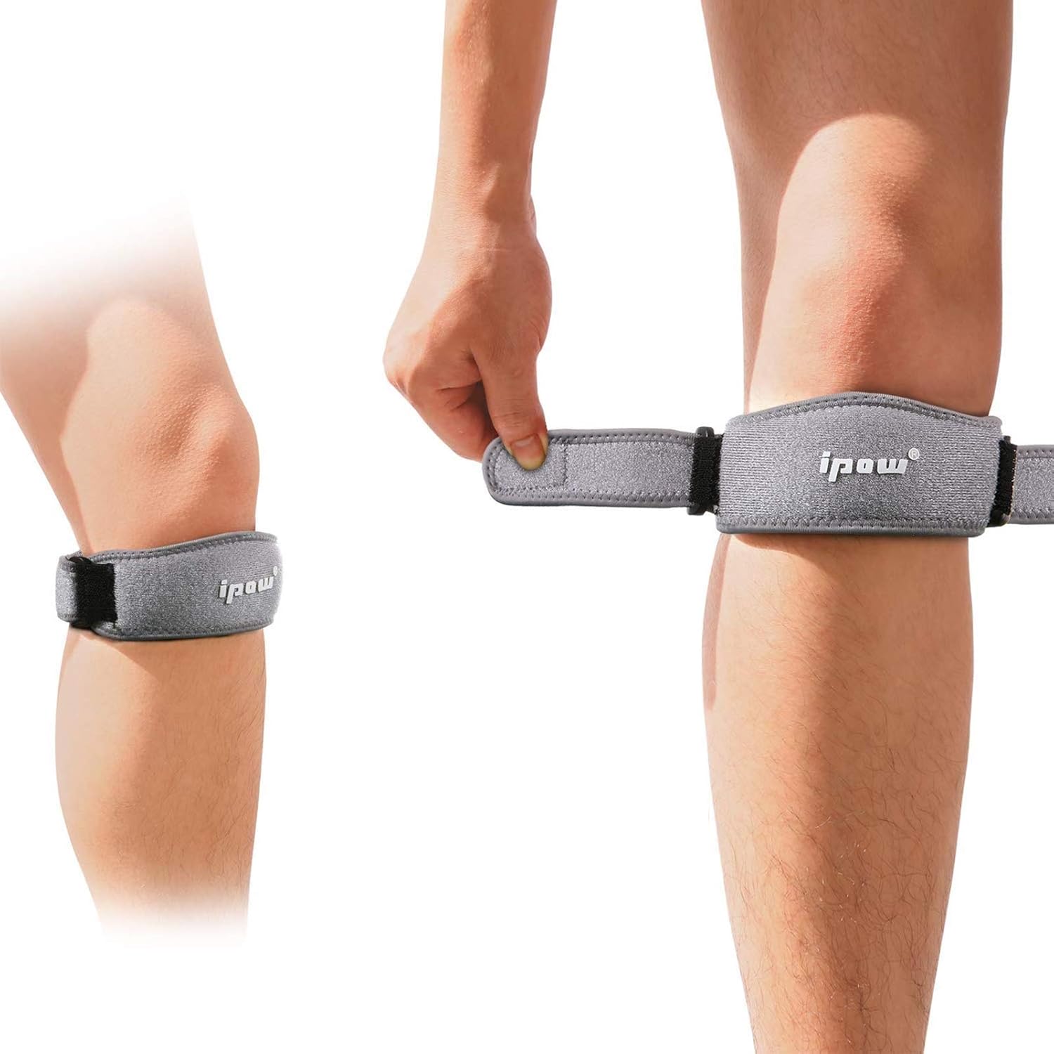 IPOW 2 Pack Thickened Pad & Wide Patella Knee Strap, Pain Relief Patellar Tendon Support, Adjustable Brace Band for Basketball, Running, Jumpers Knee, Volleyball, Tendonitis, Arthritis: Sports & Outdoors