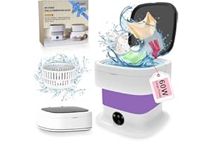 SWOJG Portable Washing Machine, 12L Mini Foldable Lavadora Portatil with Spin Dry, 60W Compact Small Laundry Washer for Underwear, Baby Clothes, Socks or Small ltems, Dormitory, Apartments, Travel, Purple