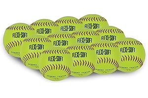PowerNet Flexi-Soft Softballs, 12, 11-Inch Padded Balls, Portable Softball Pitching & Batting Practice Equipment Soft Balls