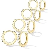 Gokeey Small Gold Huggie Hoop Earrings for Women, Dainty 14K Gold Plated Cartilage Helix Tragus Hoop Earrings Set for Multiple Piercing,Cute Mini Hypoallergenic Waterproof Earring for Jewelry Gifts