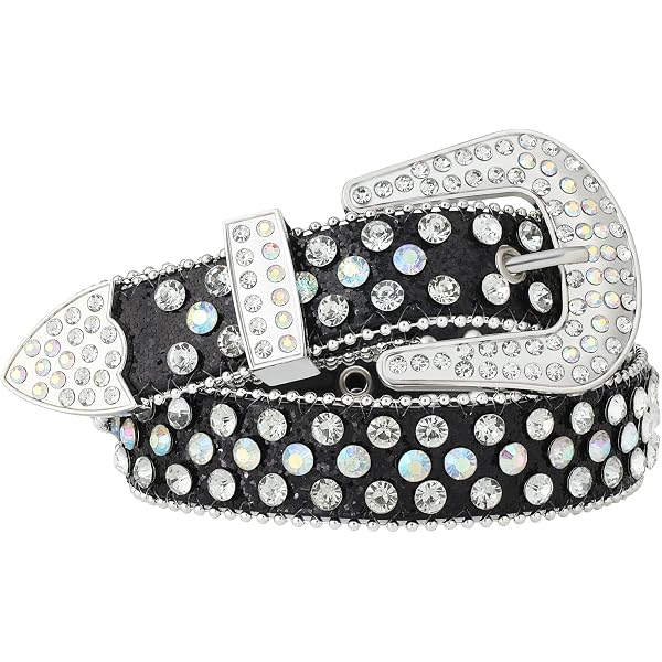 maikun Rhinestone Skull Belt for Men Women, Bling Western 