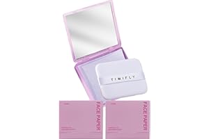 OKERKER Oil Blotting Paper - 300 Sheets w/Mirror, Puff & Refills, Absorbs Excess Face Oil, Controls Shine, Gentle for Makeup Use