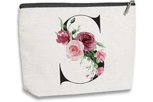 kdxpbpz Initial Makeup Bag, Personalized Gifts for Women, Bridesmaid Gifts, Birthday Gifts for Women Mom, Gifts for Best Friend, Bride Bridesmaid Cosmetic bag (Letter S)