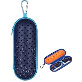 Hawflu Swim Goggle Case For Swimming Goggles, Portable EVA Carrying Case with Drain Hole Zipper Sunglasses Bag with Clip