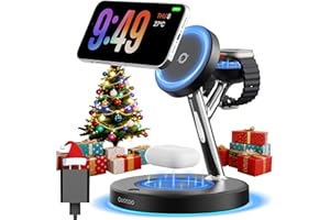 OUOTOO 2025 3 in 1 Charging Station for Apple Compatible with Magsafe Charger Stand for iPhone 17 16 15 14 13 12 Wireless Charging Station for AirPods Wireless Charger for iWatch Series