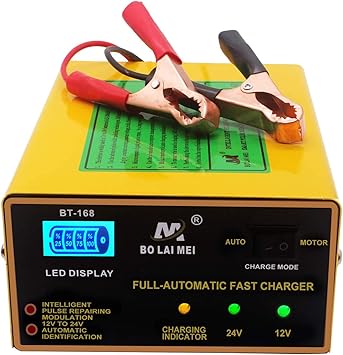 Amazon Com 12v 24v Car Battery Charger 5 Stage 1 Amp To 15 Amp 250w Trickle Charger Intelligent Pulse Repair Maintainer With Led Bar Screen For Car Boat Marine Automotive