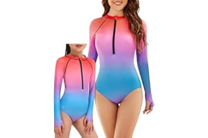 YOLIPULI Women and Girls Matching Swimsuit: Long Sleeve One Piece Rash Guard Bathing Suit UPF 50+ (Please Order Separately)