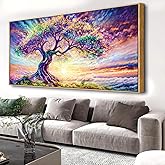 Wall Art Tree of Life Large Landscape Canvas Artwork Picture Modern Canvas Painting Artwork Canvas Prints Wall Decoration for Living Room Bedroom Office Home Wall Decor Framed Ready to Hang 20"x40"