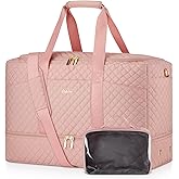 Duffle Bag for Travel, Weekender Bag with Shoe Compartment, Carry On Overnight Bag for Women with Toiletry Bag Duffel Bags with Wet Pocket for Gym Hospital Bags for Labor and Delivery Pink