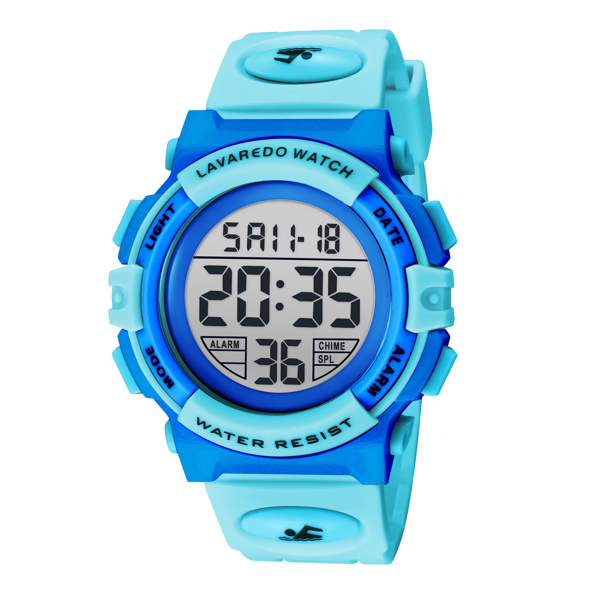 Ben Nevis Children's Boys Teenagers Digital Outdoor Sport Multifunction Waterproof LED Light Alarm Calendar Date Watch with Silicone Band, 18-Lakeblue, Strap