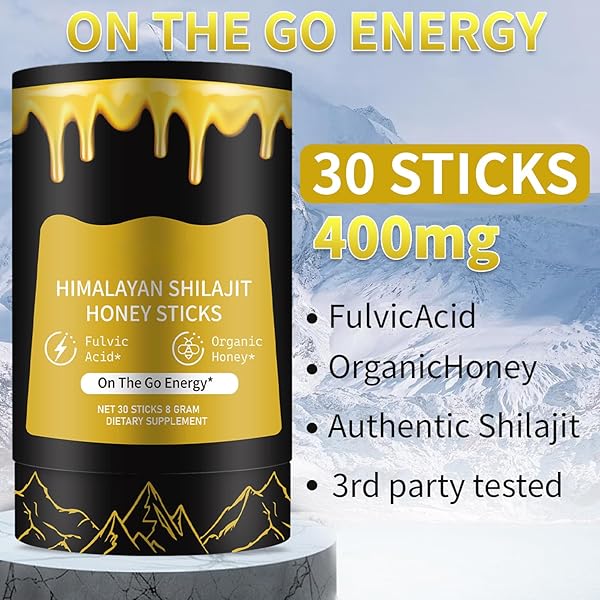 SH-ILAJIT HONEY STICKS,PURE HIMALAYAN RESIN,HIMALAYAN PURE SHILAJIT STICKS WITH HONEY & SAFFRON FOR ENERGY BOOST,INDIVIDUALLY WRAPPED,30 FOR MEN & WOMEN