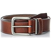 Lucky Brand Men's Stitched Leather Belt | Classic | Casual | Dress | Everyday | Western | Genuine Leather | Metal Buckle