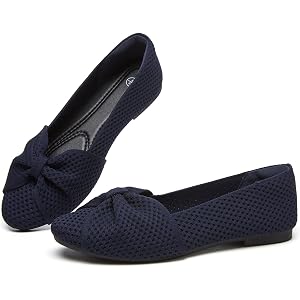 FINIWOR Ballet Flats for Women Breathable Slip On Shoes | cute bow flats, comfortable memory foam shoes for dressy casual wor