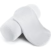 Newwiee 2 Pcs Neck Roll Pillow Cover 17x7 Inch Round Cervical Pillow Covers with Zipper Cylinder Neck Roll Pillowcase Soft Bolster Pillowcases for House Home Decor Cylindrical Cushion(White)