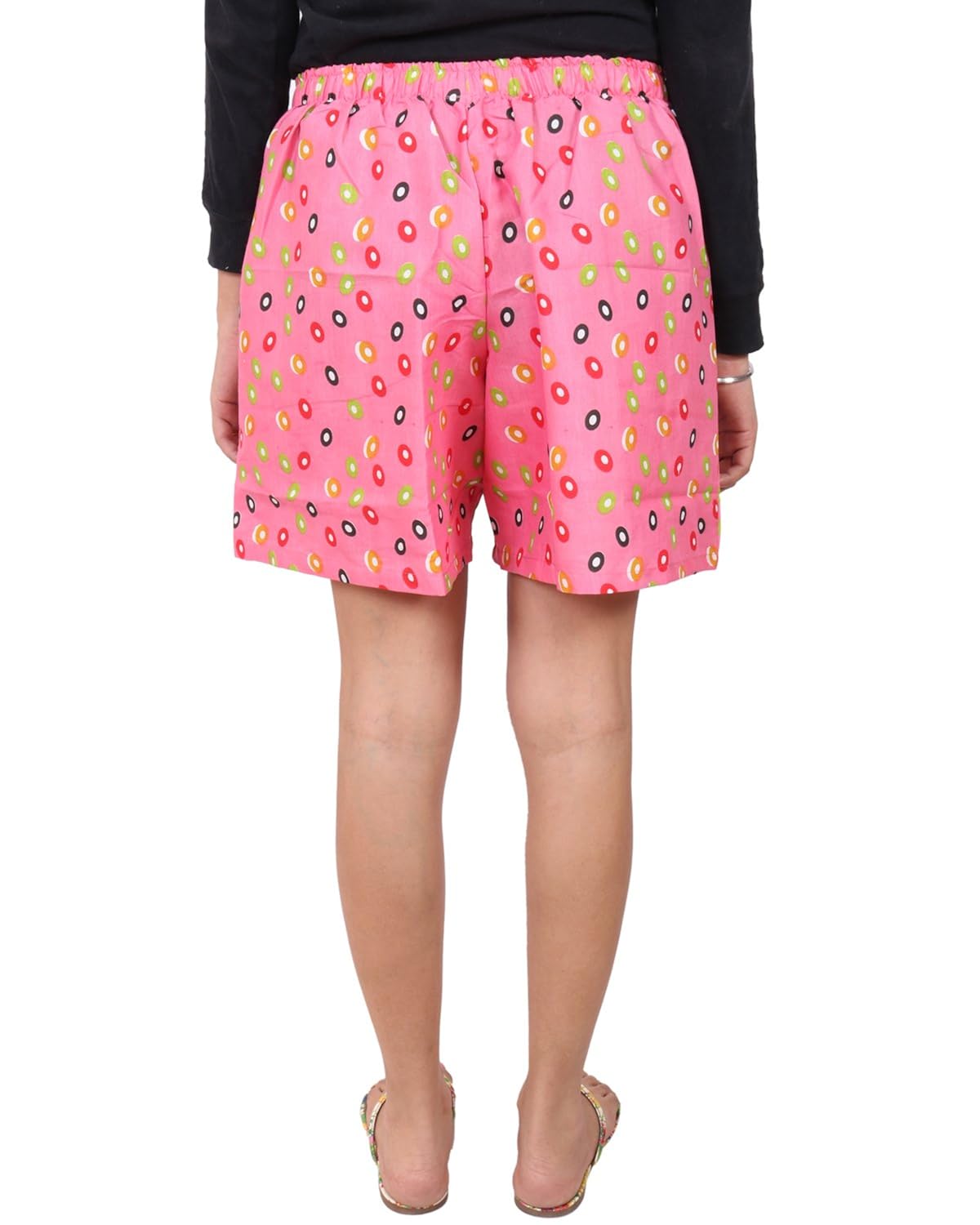 twist women's pink printed night wear shorts with contrast & free shipping