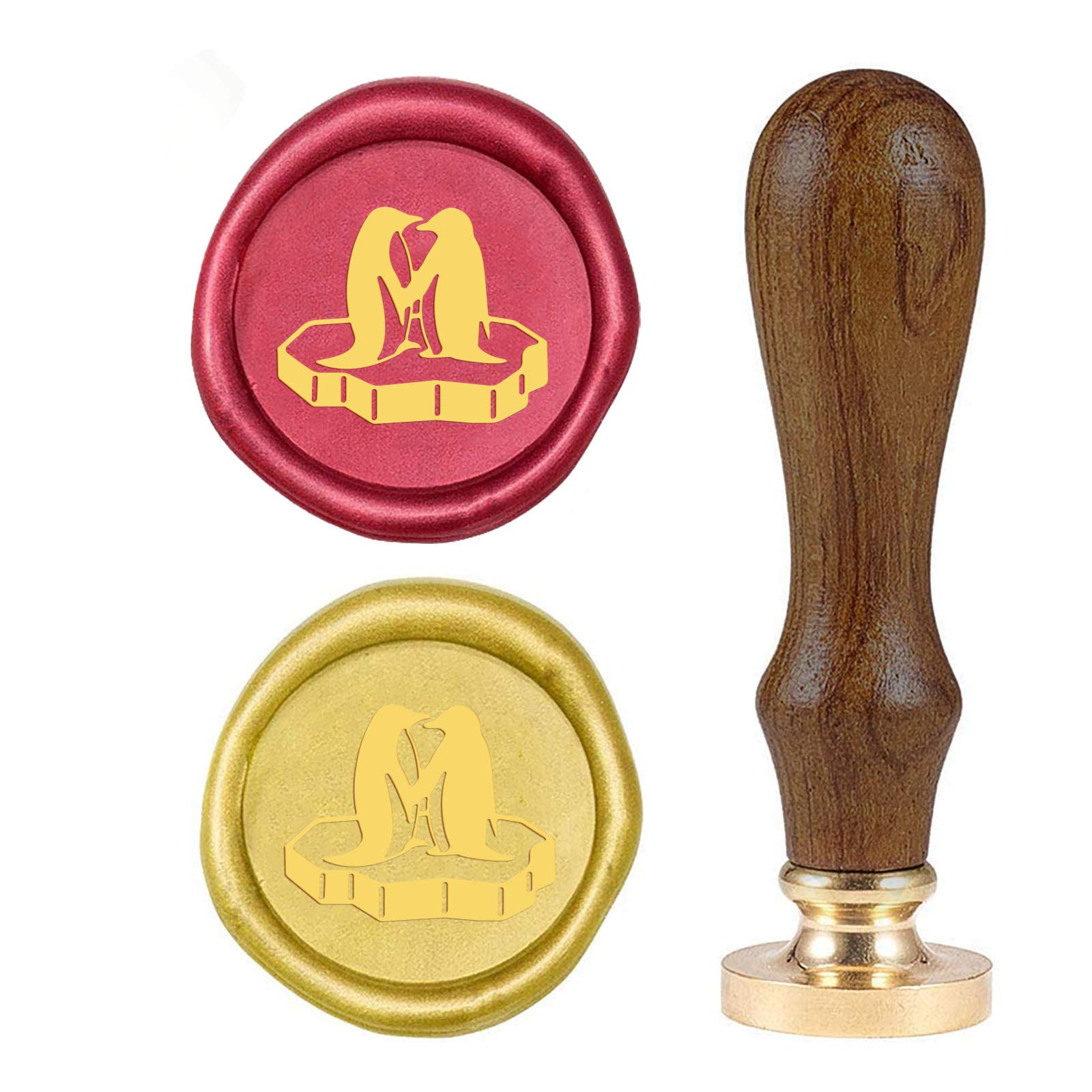 CRASPIRE Wax Seal Stamp Penguin, Retro Sealing Wax Stamp Animal Pattern with 25mm Removable Brass Head Wooden Handle for Envelope Card Package Decoration