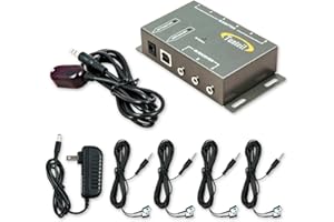 Tunteil IR Remote Control Repeater, Remote Control Repeater Extender Emitter Kit Control up to 8 Hidden A/V Devices Like Cable Boxes, Xbox One, Roku, Apple TV, Nvidia Shield and so on(Black)