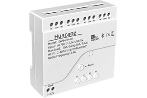 HUACAOE EWeLink 4CH 7-32V Smart WiFi Switch Controller, APP Remote Control, Bluetooth RF Remote Control, Point/Self-Locking/Interlocking, Compatible with Alexa