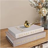RolenBox Decorative Books,Coffee Table Decor with Linen Coffee Table White Books Stack Bookshelf Home Decor, Fake Book Double as Libros Decorativos and Photo Storage