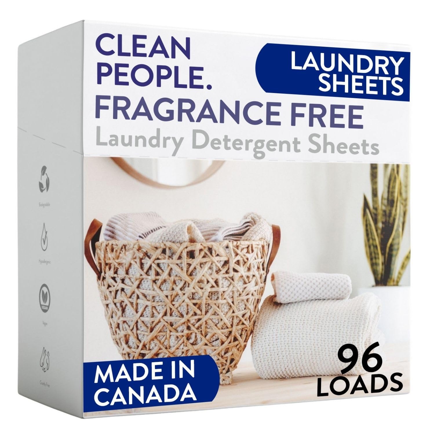 Photo 1 of The Clean People Fragrance Free Laundry Detergent Sheets - Laundry Soap - Ultra Concentrated, Recyclable Packaging, Stain Fighting - Fragrance Free, 96 Pack