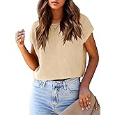 Saodimallsu Womens Cap Sleeve Crop Tops Summer Trendy Going Out Crew Neck Loose Knit Cropped Sweater Vest Tank Top